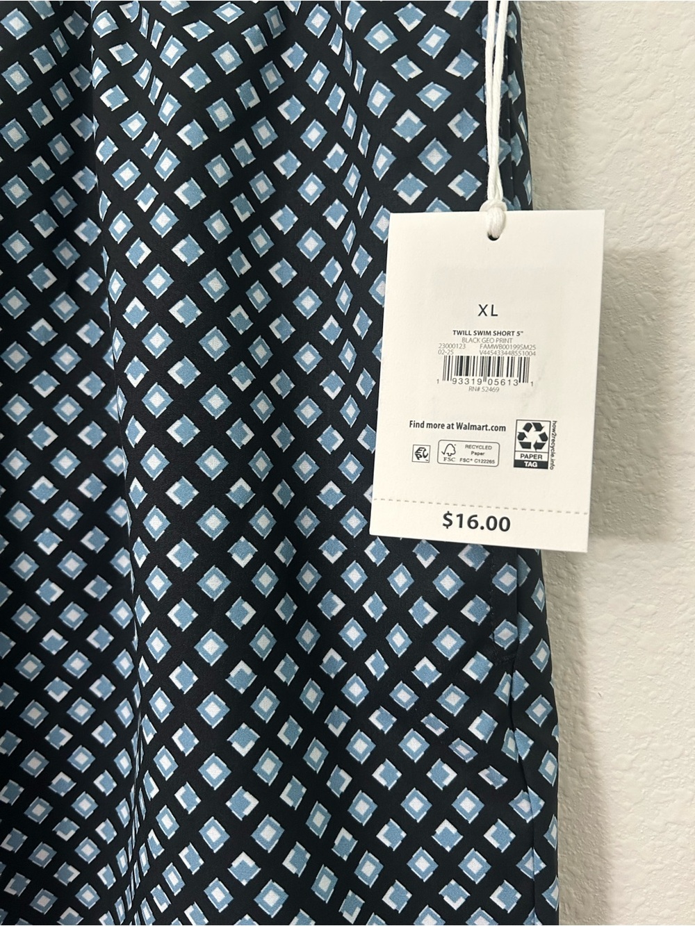 Men’s Patterned Navy Drawstring Hybrid Shorts - Picture 3 of 6